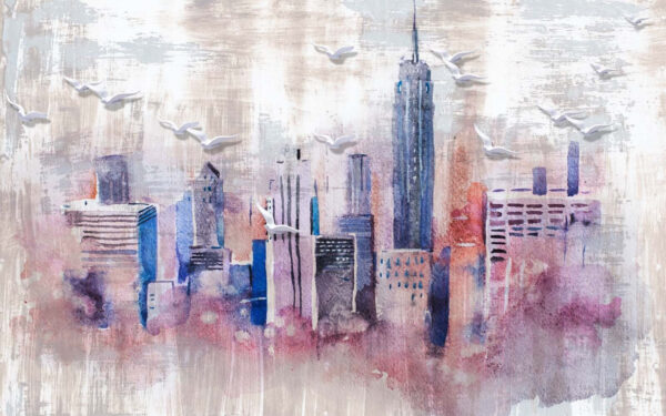 Aquarellmalerei einer Stadt Aquarellmalerei einer Stadt