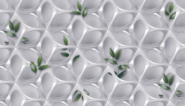Weiße Wand mit grünen Blättern Weiße Wand mit grünen Blättern