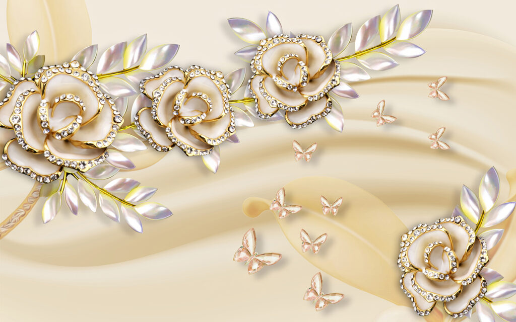 Elegante Rosen mit zarten Schmetterlingen. Elegante Rosen mit zarten Schmetterlingen.