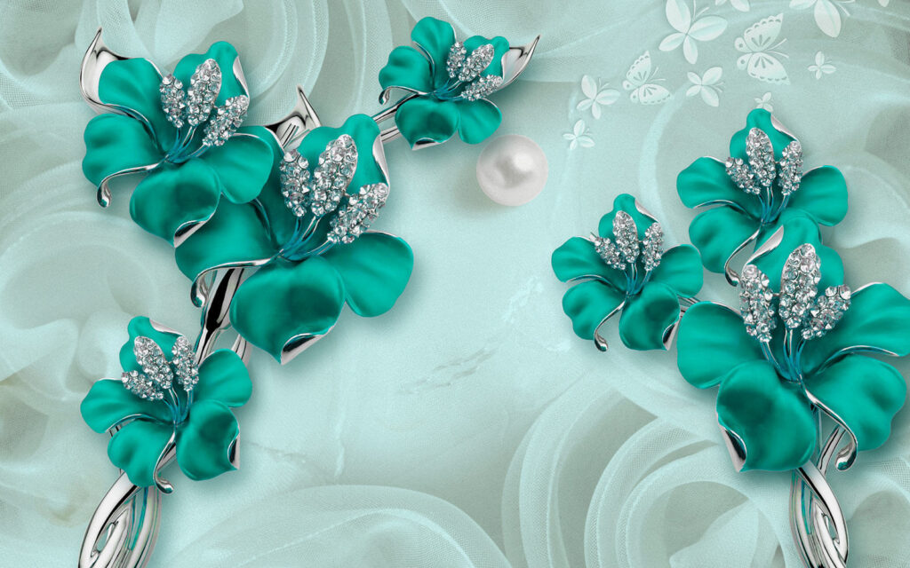 Elegantes Meisterwerk in türkisem Blumendesign Elegantes Meisterwerk in türkisem Blumendesign