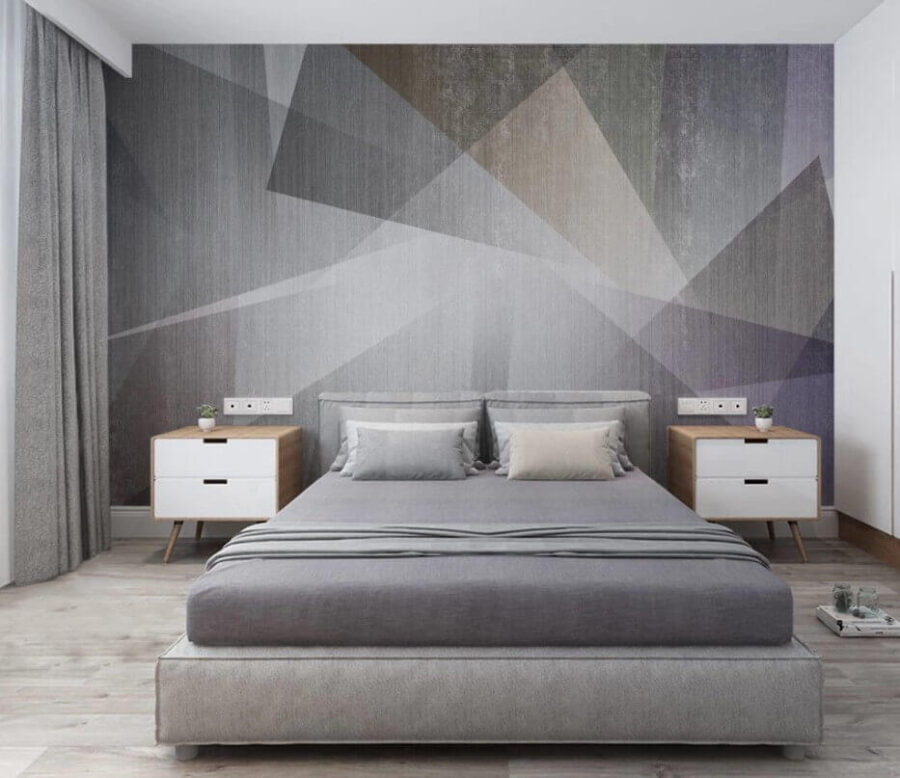 Fototapeten Abstraktes Design mit sich überschneidenden geometrischen Formen.