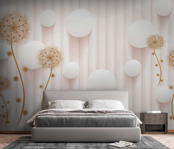 Weiße Kreise und Pusteblumen auf einem weißen Hintergrund Weiße Kreise und Pusteblumen auf einem weißen Hintergrund
