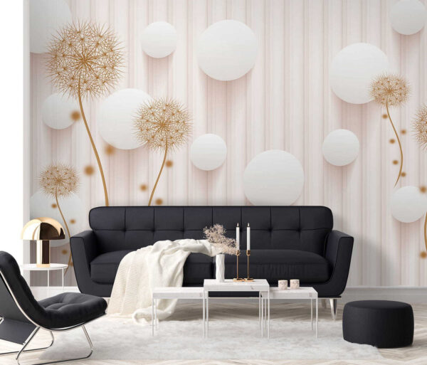 Weiße Kreise und Pusteblumen auf einem weißen Hintergrund Weiße Kreise und Pusteblumen auf einem weißen Hintergrund