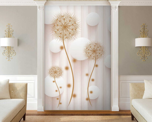 Weiße Kreise und Pusteblumen auf einem weißen Hintergrund Weiße Kreise und Pusteblumen auf einem weißen Hintergrund