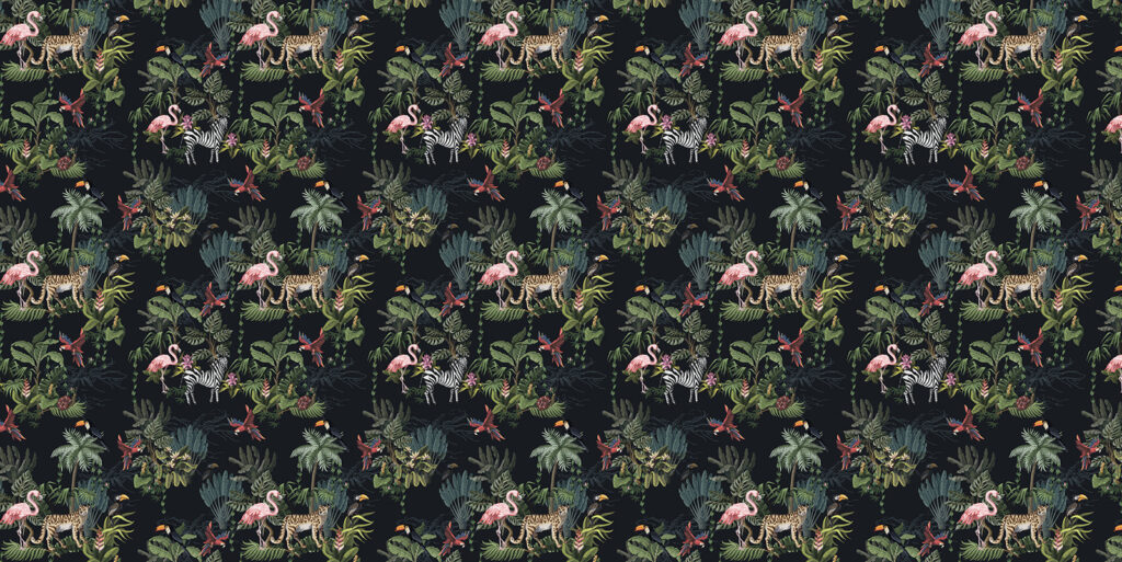 Muster von Flamingos und Zebras Muster von Flamingos und Zebras