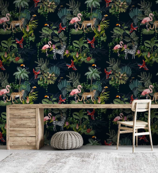 Muster von Flamingos und Zebras Muster von Flamingos und Zebras