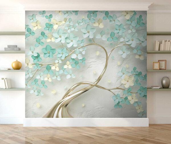 Baum mit Blumen und Blättern Baum mit Blumen und Blättern