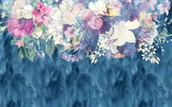 Gruppe von Blumen in einem blauen Hintergrund Gruppe von Blumen in einem blauen Hintergrund