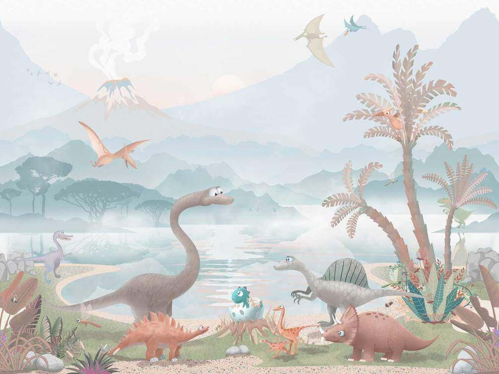 u60040v2p - Eine Gruppe von Dinosauriern in der Nähe eines Sees - tegory