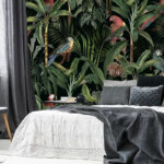 Fototapeten Tapete mit Vögeln und Pflanzen