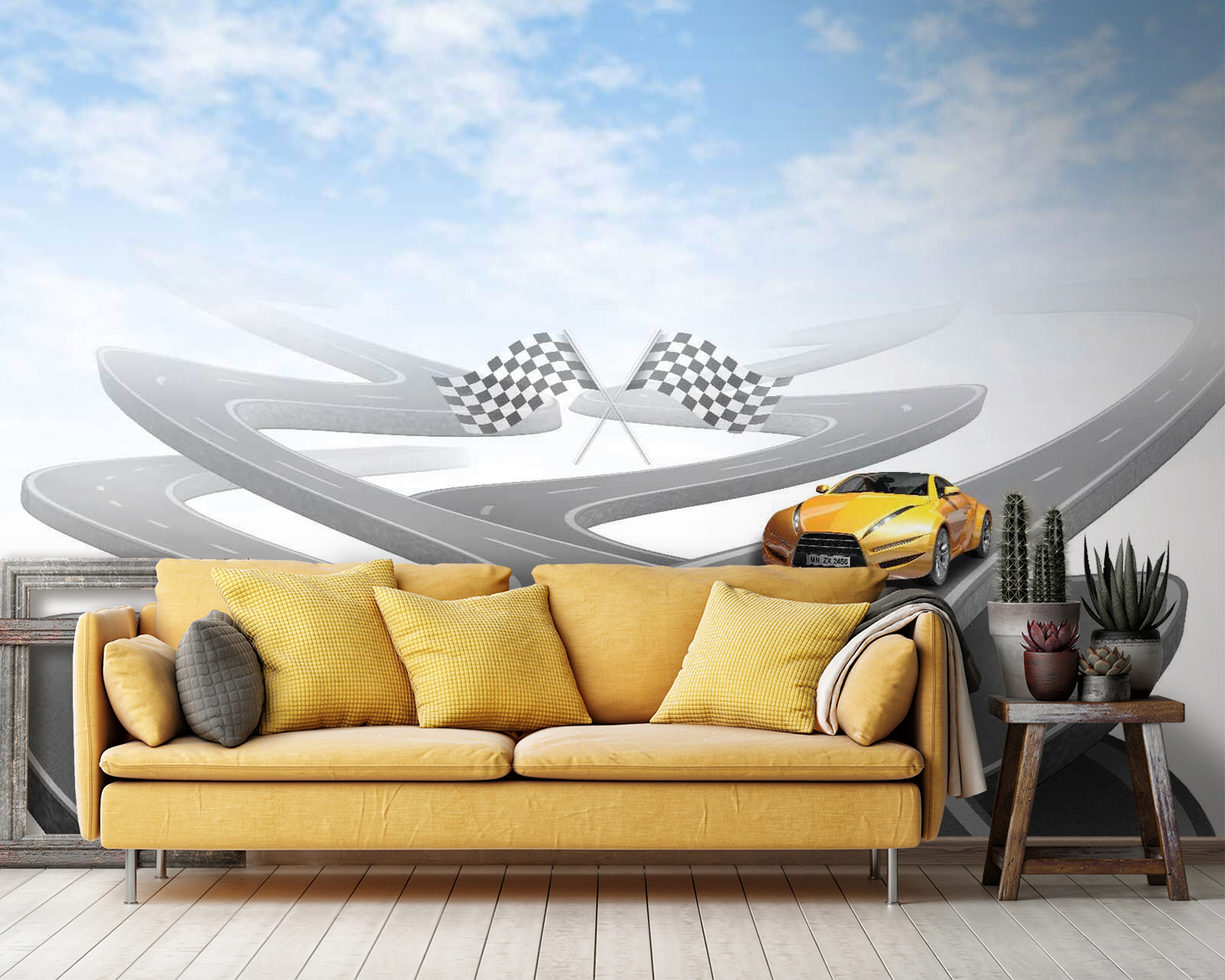 Two cars on a winding road