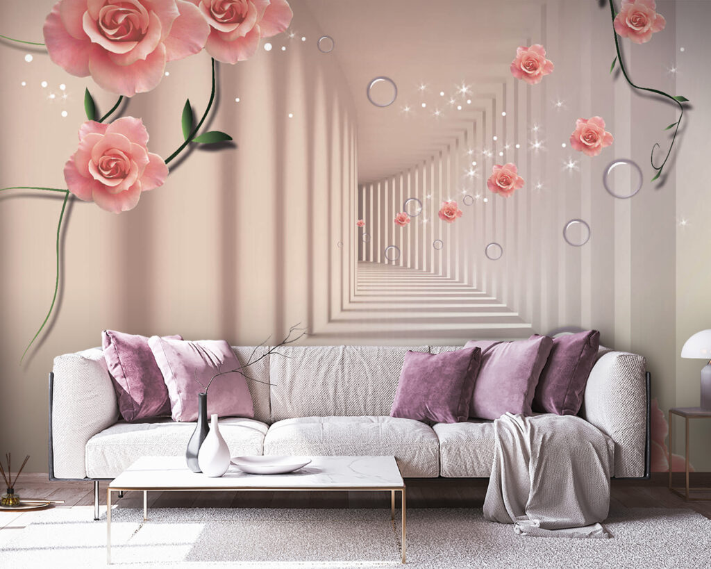 u60194v3pig38 1024x819 - Tapete mit rosa Rosen und weißer Treppe - tegory