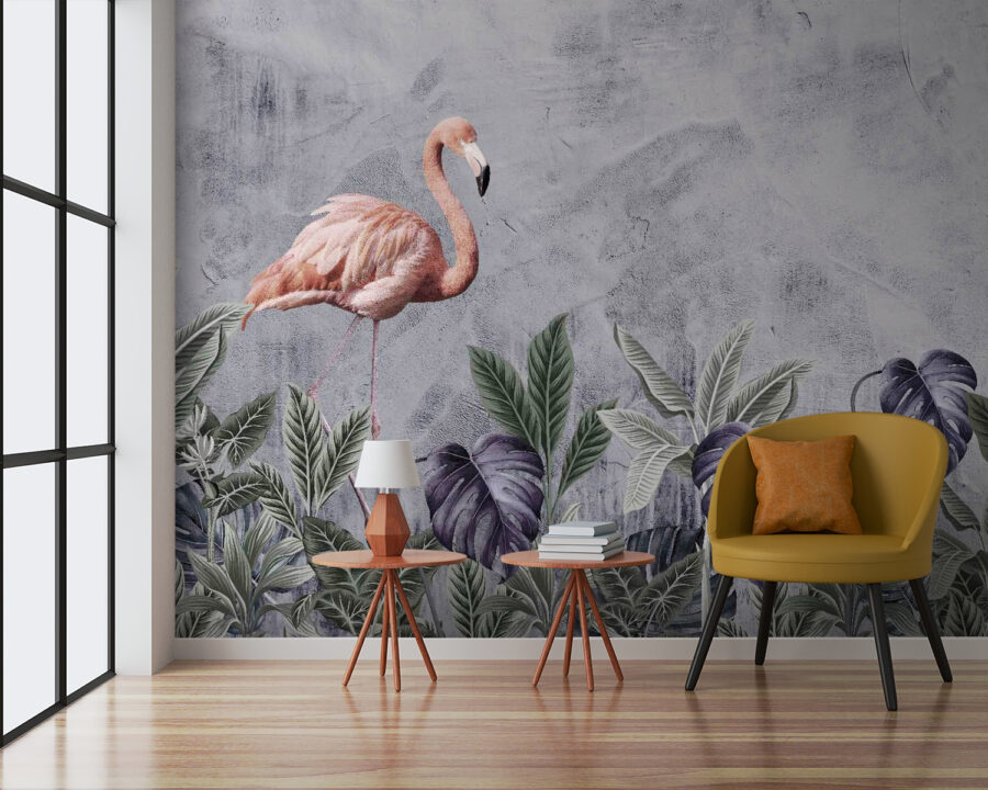 Flamingo und Pflanzen