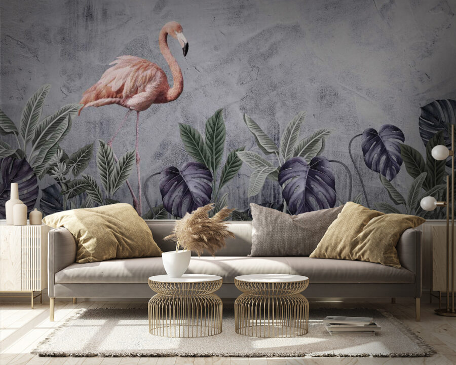 Flamingo und Pflanzen