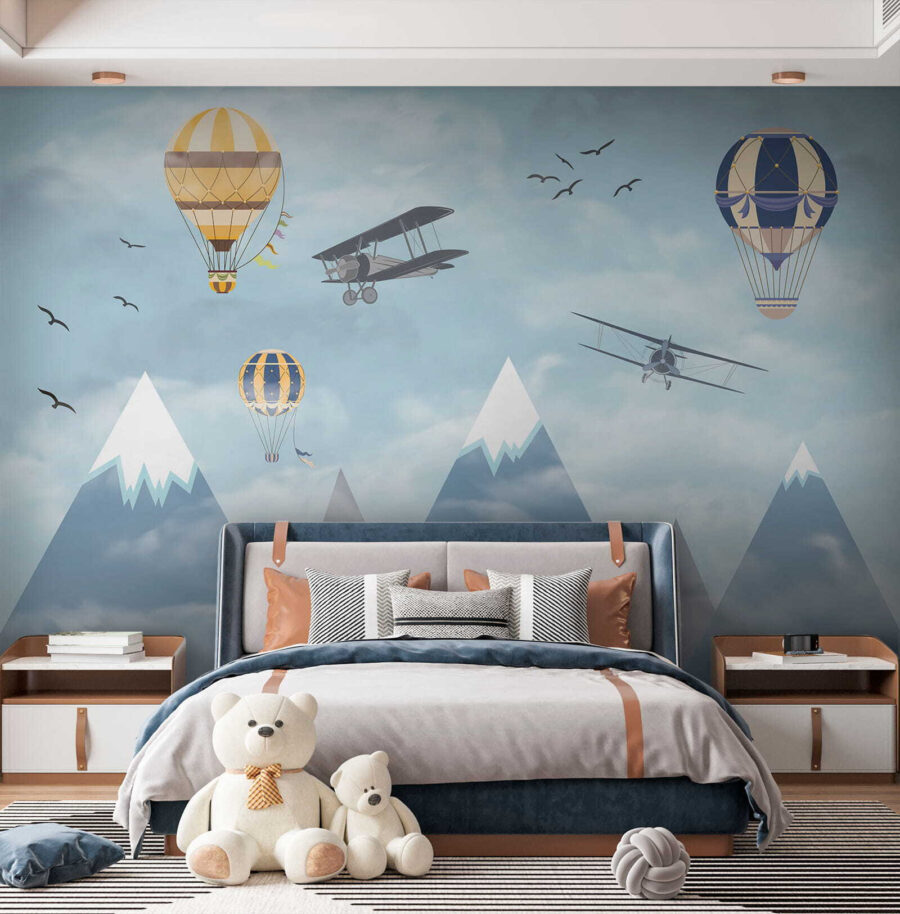 Gruppe von Flugzeugen fliegen in den Himmel