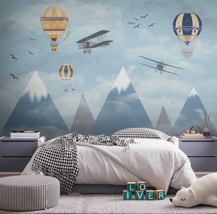 Gruppe von Flugzeugen fliegen in den Himmel
