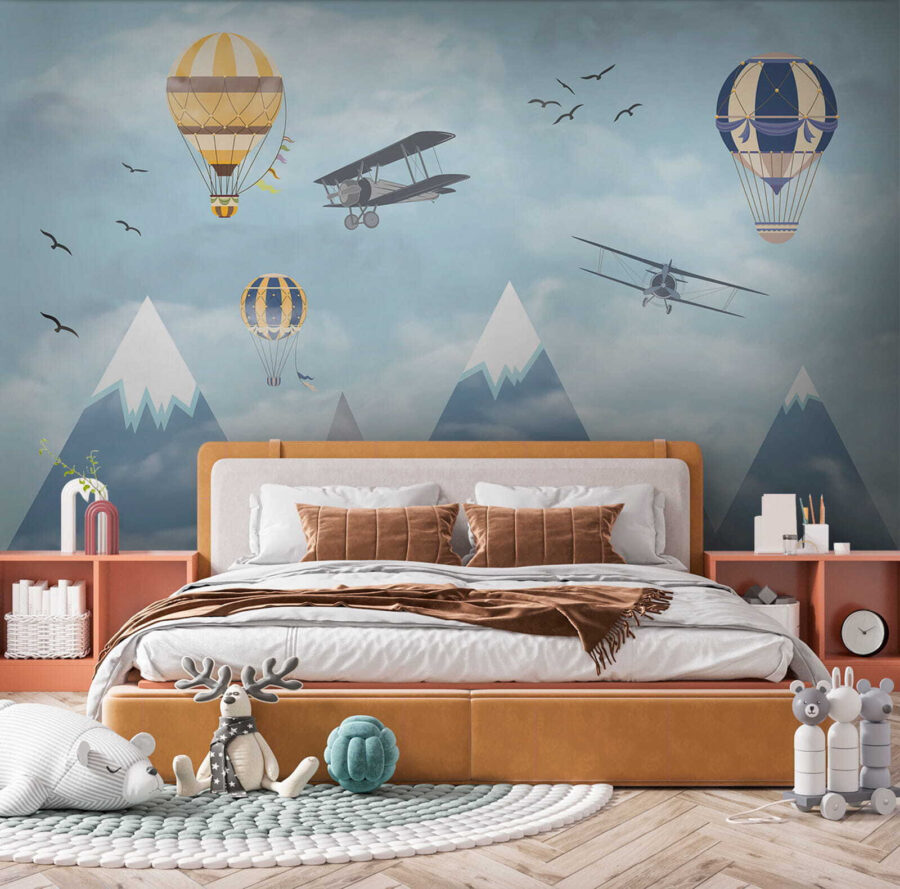 Gruppe von Flugzeugen fliegen in den Himmel