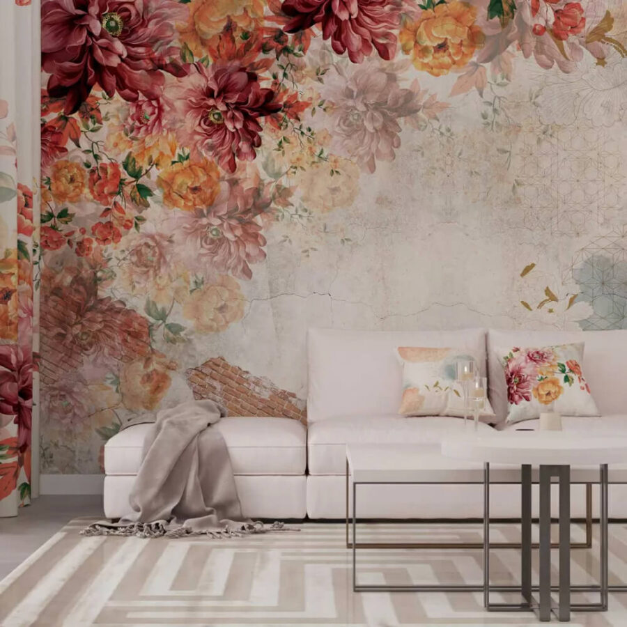 Florales Muster mit Vintage-Strukturen. Florales Muster mit Vintage-Strukturen.