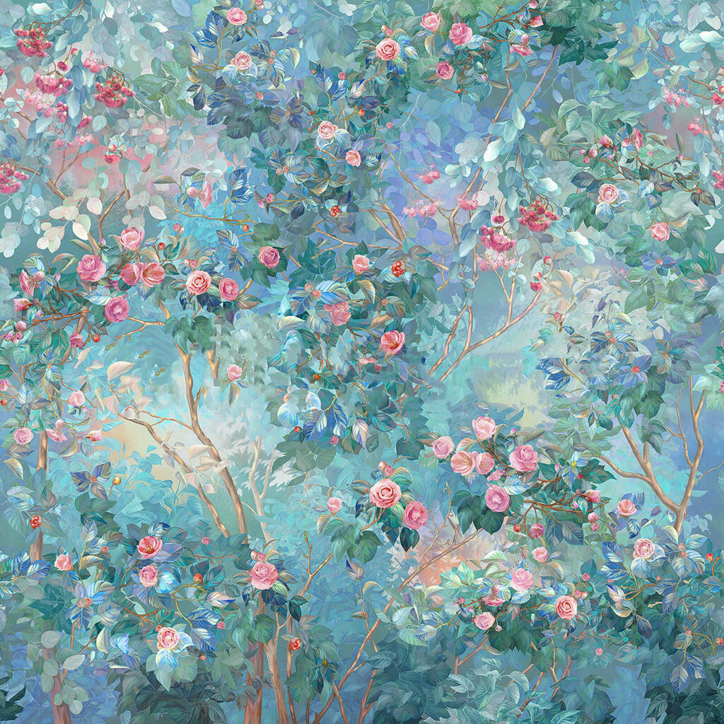 Gemälde eines Baumes mit Blumen Gemälde eines Baumes mit Blumen