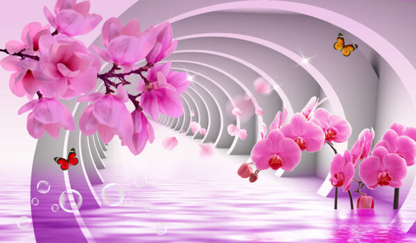 Rosa Blumen in einem Tunnel Rosa Blumen in einem Tunnel
