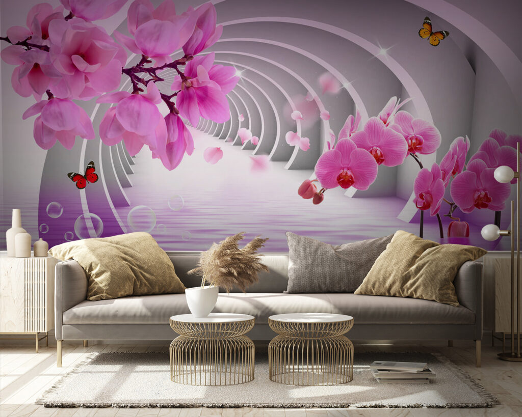 Pink flowers in a tunnel