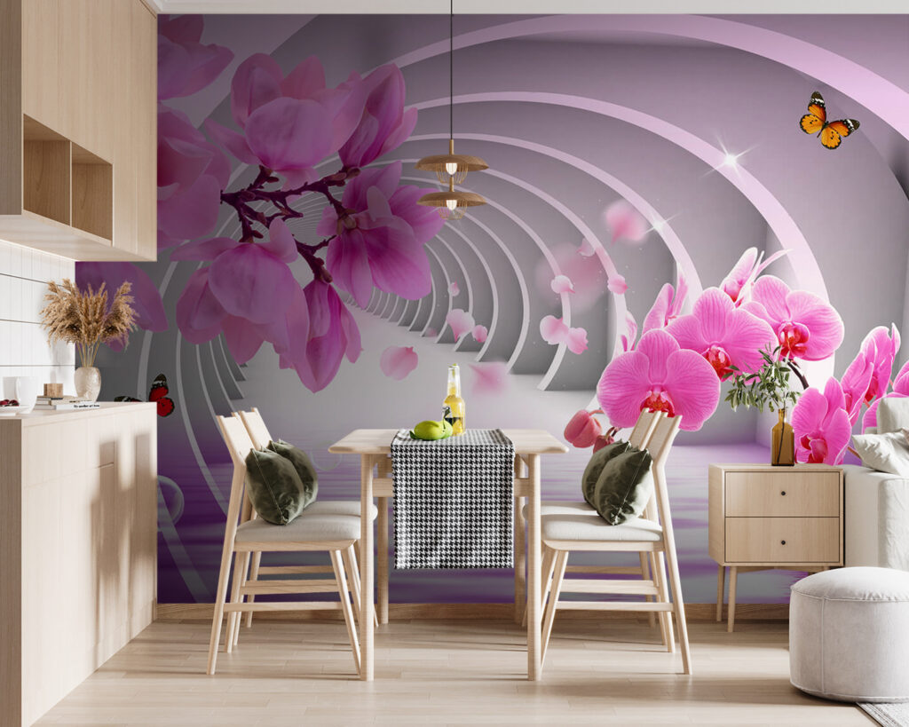 Pink flowers in a tunnel