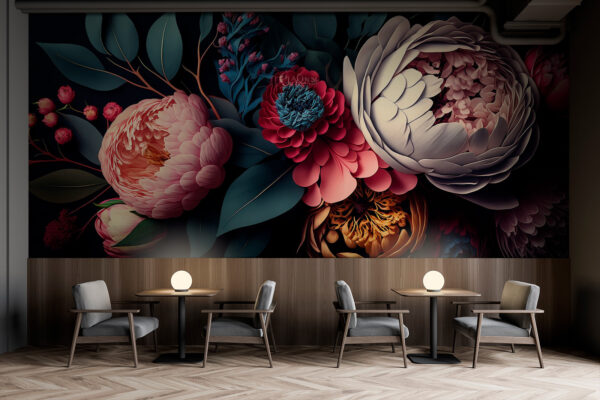 Fototapeten Fototapeten Gruppe von Blumen mit Blättern (Artikelnummer: u70656)