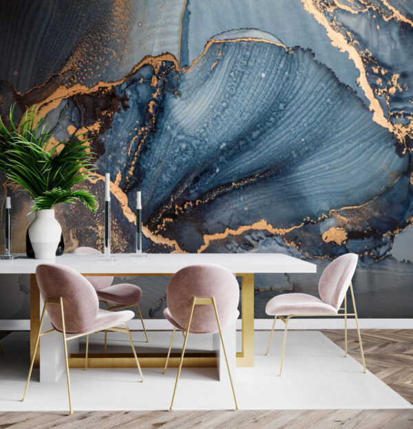 Azure currents mingling with metallic lines Azure currents mingling with metallic lines