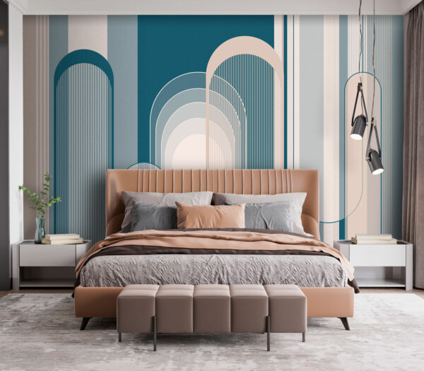 Blaues und weißes Art-Deco-Muster Blaues und weißes Art-Deco-Muster
