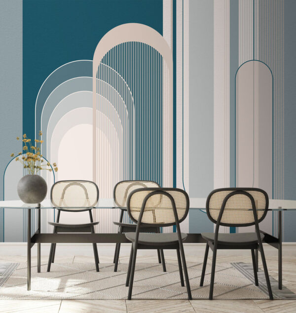 Blaues und weißes Art-Deco-Muster Blaues und weißes Art-Deco-Muster