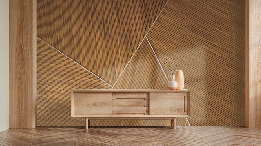 Künstlerische Holzverkleidung mit Muster. Künstlerische Holzverkleidung mit Muster.