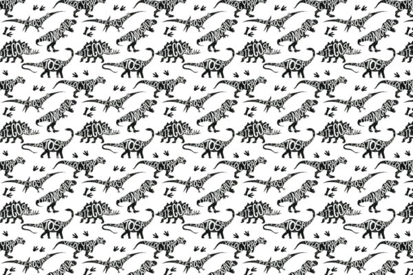 Muster von Dinosauriern mit Wörtern Muster von Dinosauriern mit Wörtern