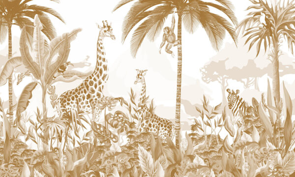Tapete mit Giraffen und Zebras Tapete mit Giraffen und Zebras