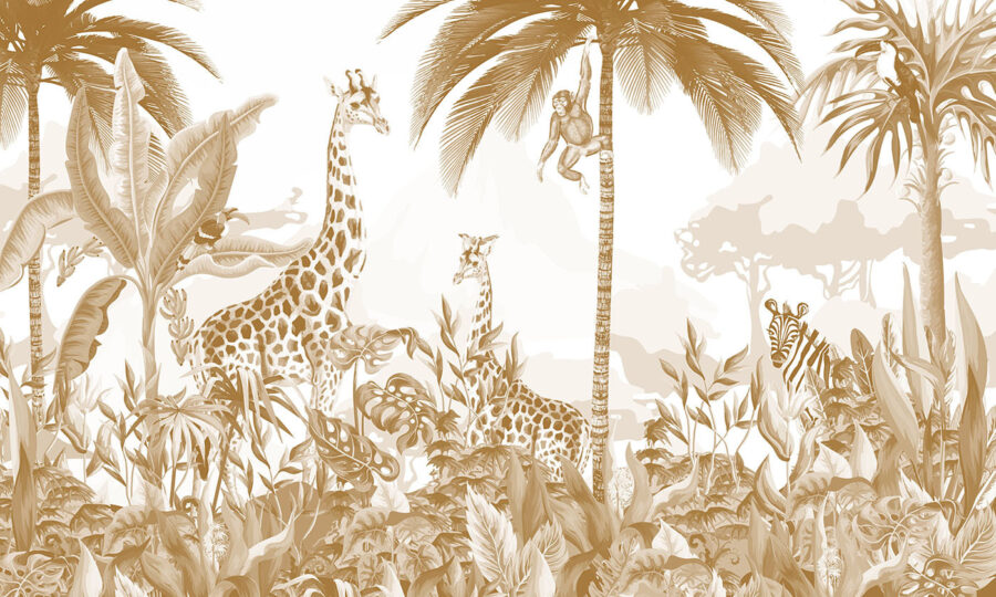 Tapete mit Giraffen und Zebras