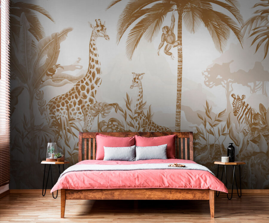 Tapete mit Giraffen und Zebras