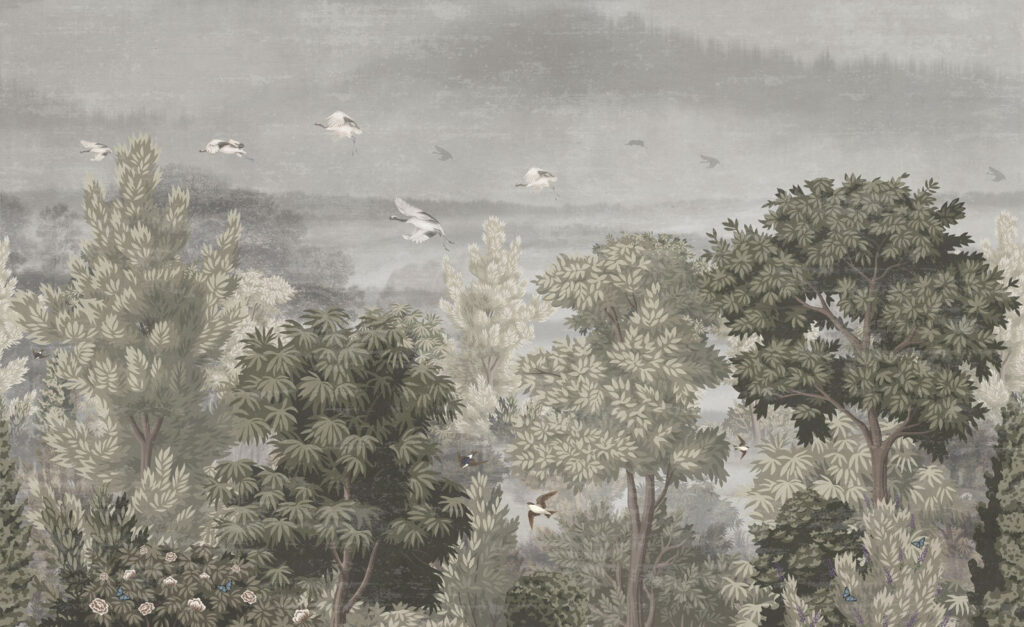 Vögel fliegen über Bäume Vögel fliegen über Bäume