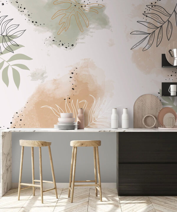 Abstrakte Blätter mit weichen Aquarelltönen Fototapeten Abstrakte Blätter mit weichen Aquarelltönen
