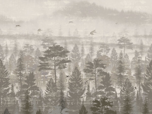 Vögel fliegen über einen Wald Vögel fliegen über einen Wald