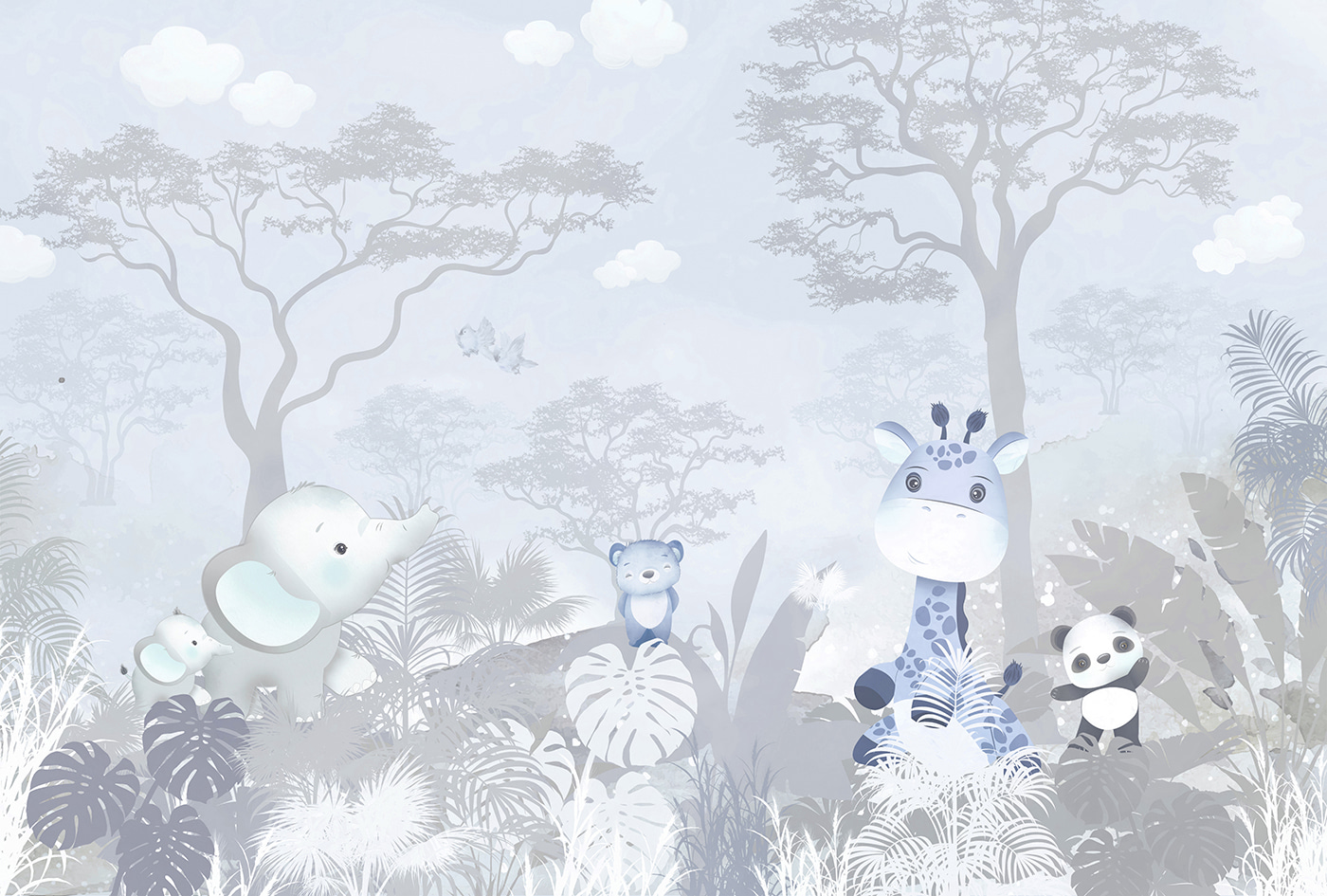 A group of animals in a forest