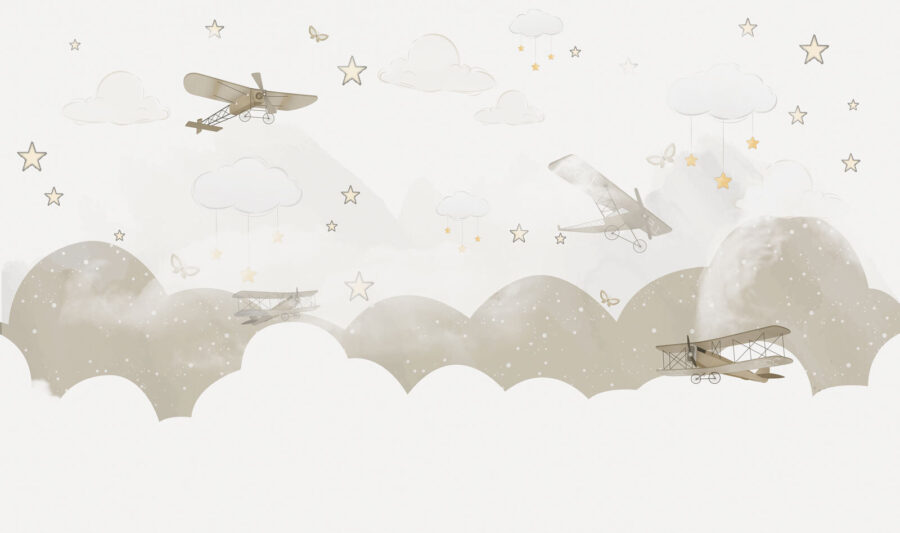 Gruppe von Flugzeugen fliegen in den Himmel
