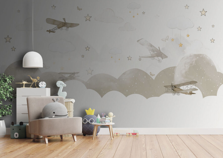 Gruppe von Flugzeugen fliegen in den Himmel