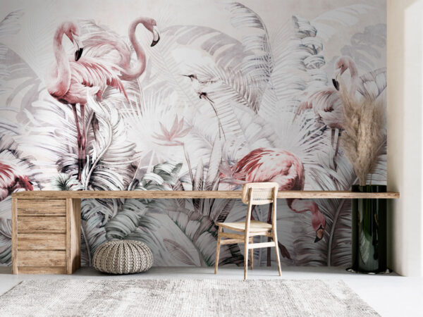 Tapete mit Flamingos und Vögeln u73919piw2 600x450 - Tapete mit Flamingos und Vögeln
