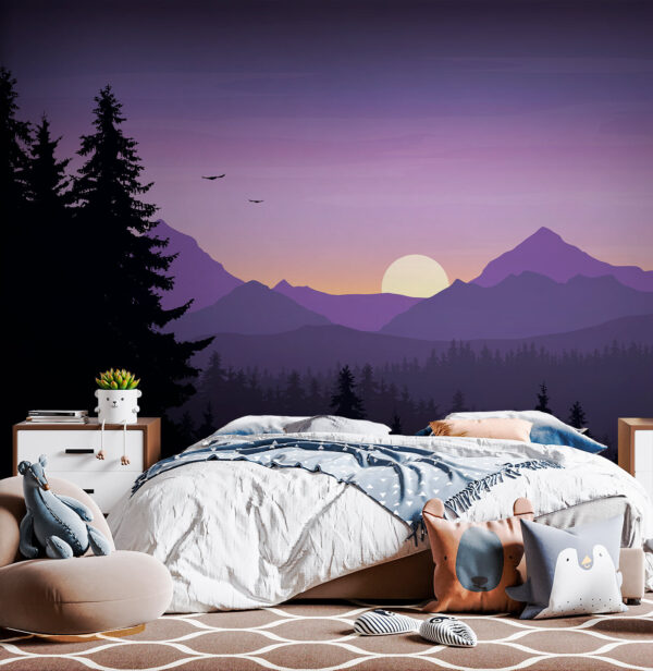 Landschaft mit Bäumen und Bergen Landschaft mit Bäumen und Bergen