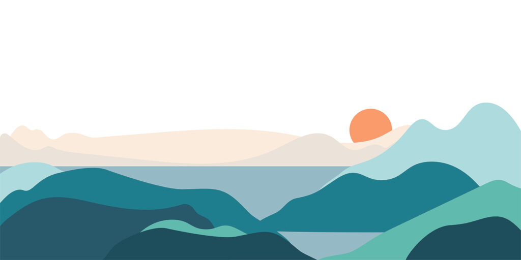 Landschaft mit Bergen und einem Sonnenuntergang Landschaft mit Bergen und einem Sonnenuntergang