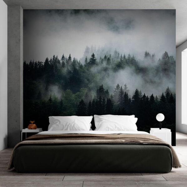 Nebliger Wald mit Bäumen Nebliger Wald mit Bäumen