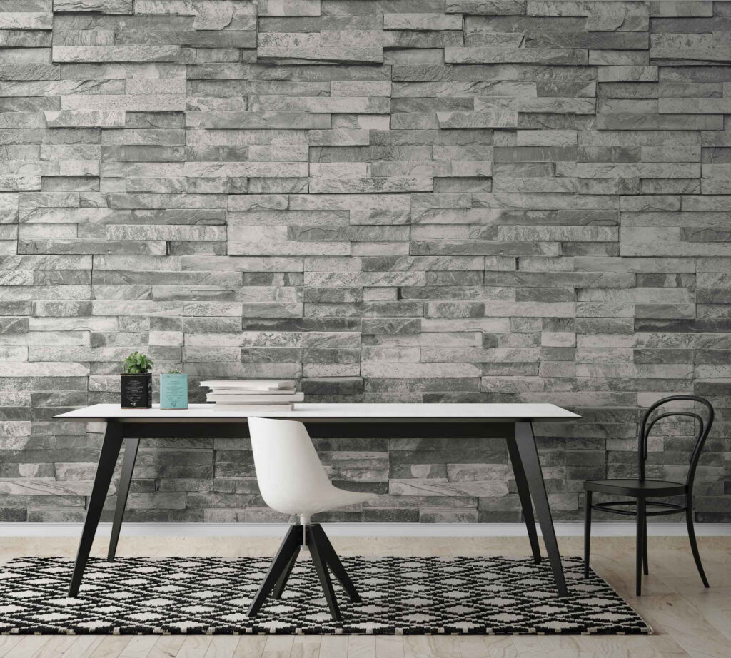 Textured stone wall in monochrome design Textured stone wall in monochrome design