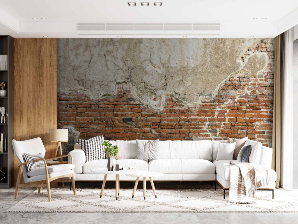 Brick wall with a cement wall