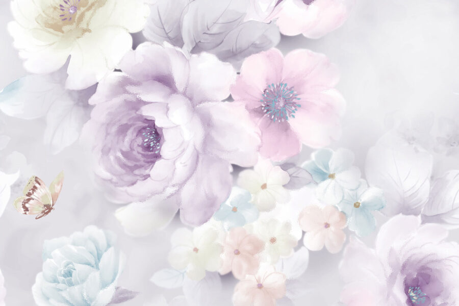 Zarte Blüten in Pastelltönen.