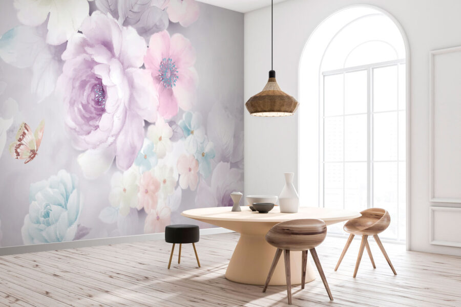Zarte Blüten in Pastelltönen.