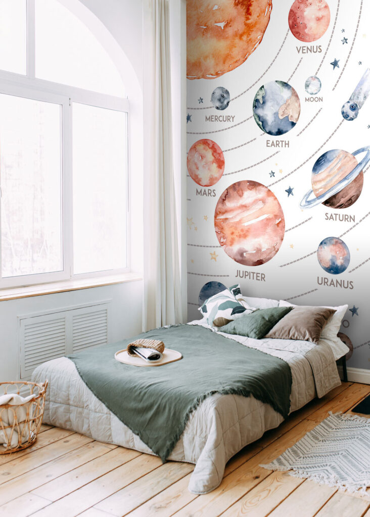 Watercolor of planets and stars